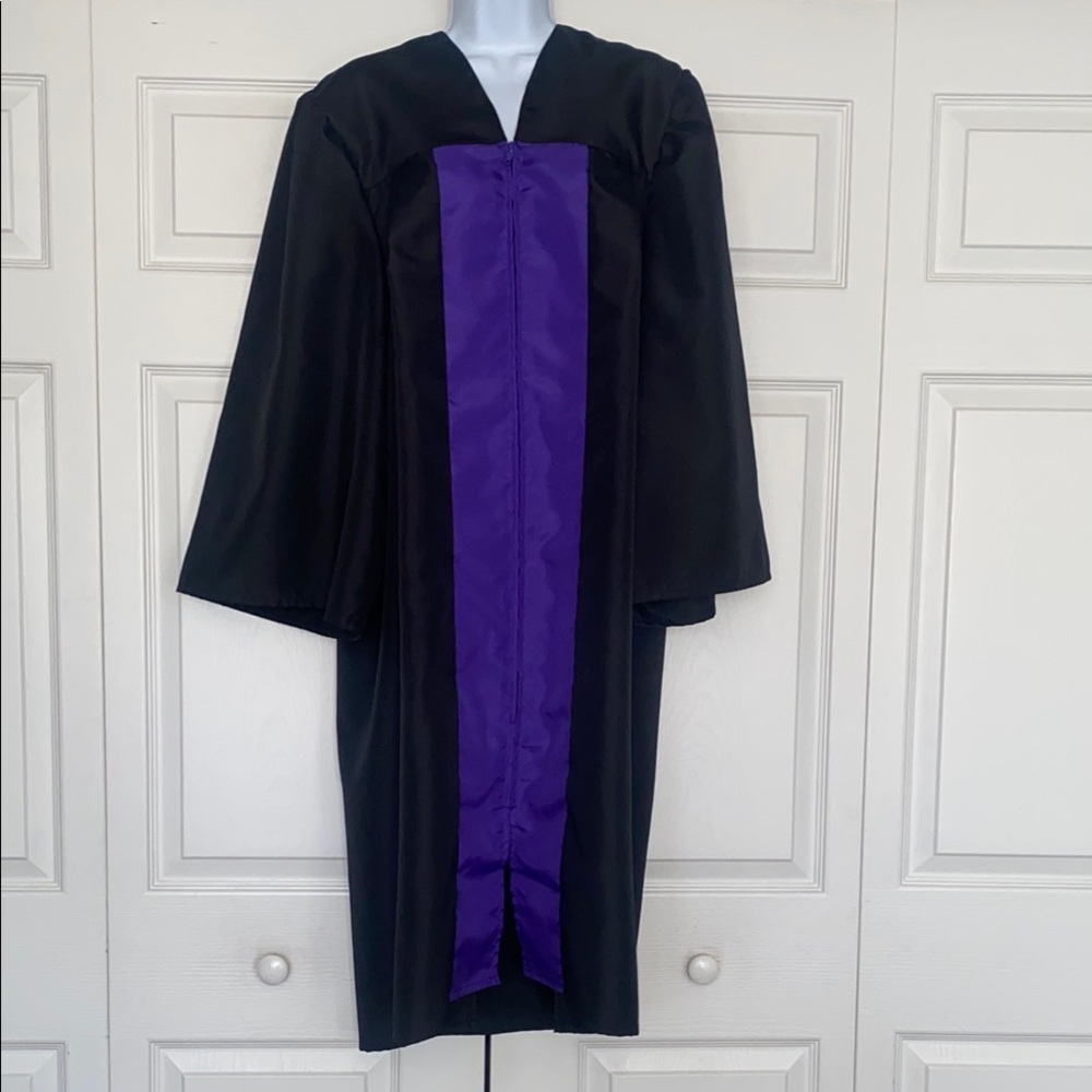 Purple and Black Academic Gown with Flowing Design